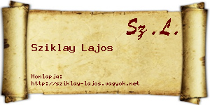 Sziklay Lajos névjegykártya